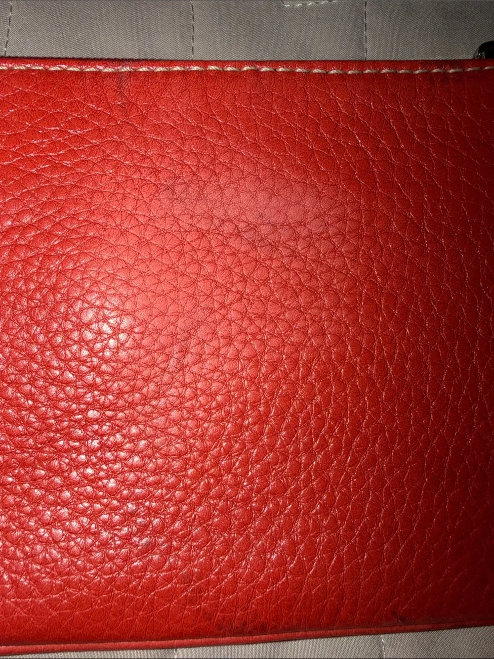 Coach Hamilton Pebbled Leather Flap Wristlet in Geranium Coral